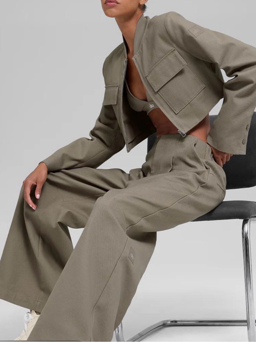 High-Rise Wide Leg Pants in Tan